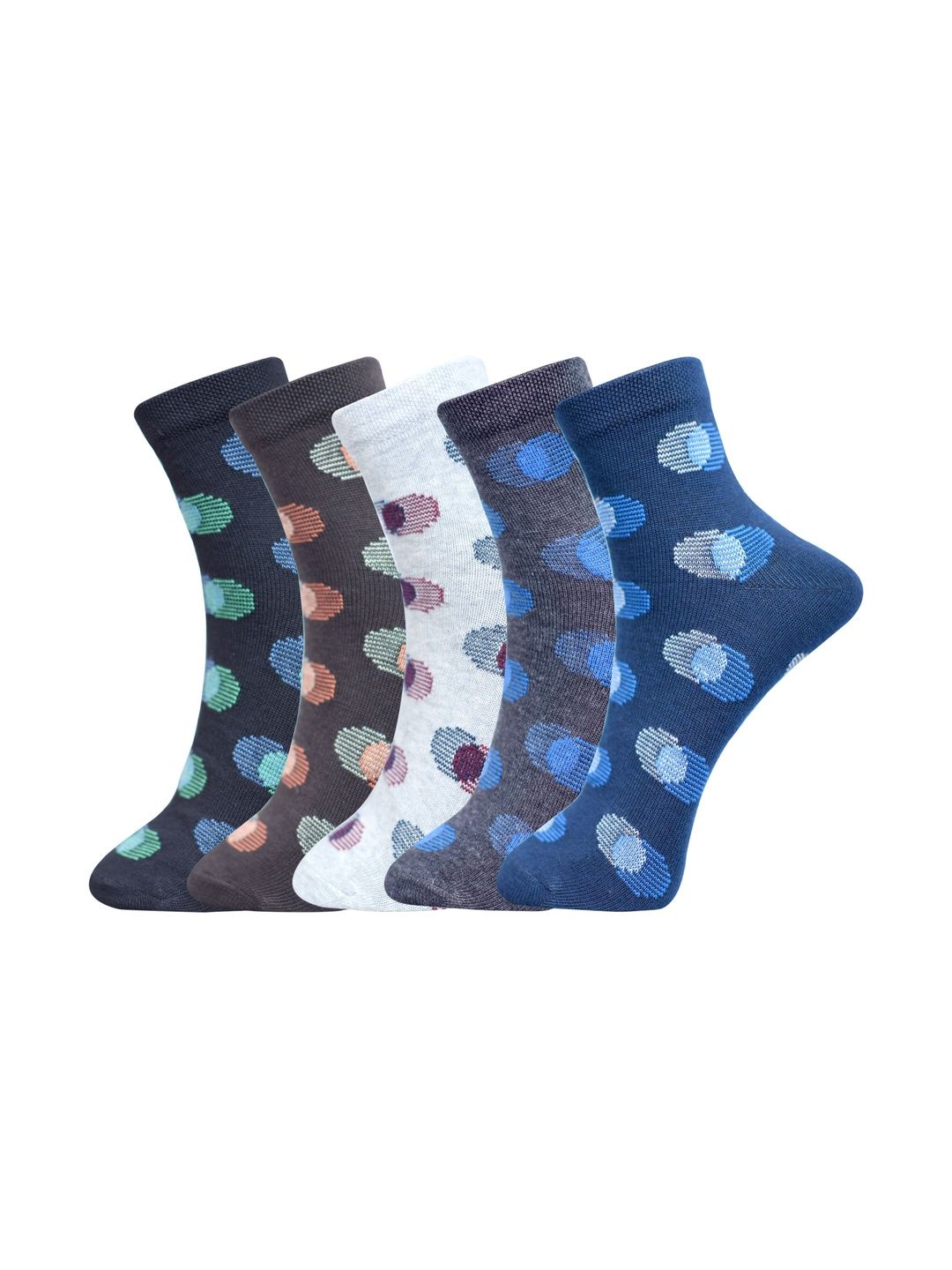 VIPUN Men Pack of 5 Cotton Patterned Ankle Length Socks
