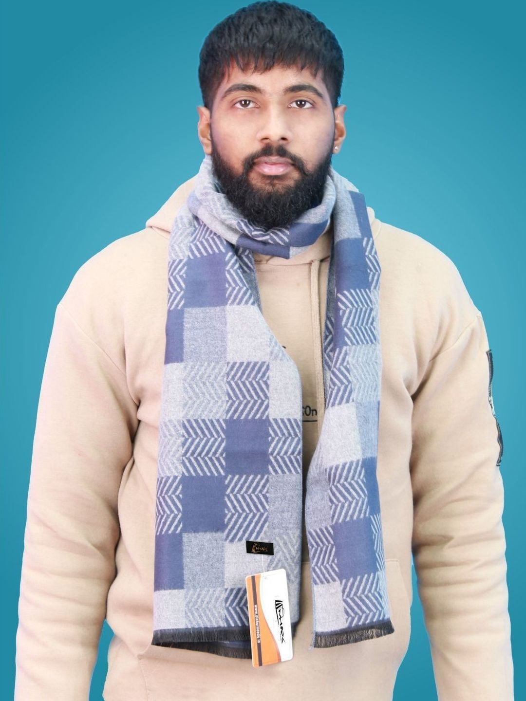 MHAX Men Checked Merino Wool Mufflers