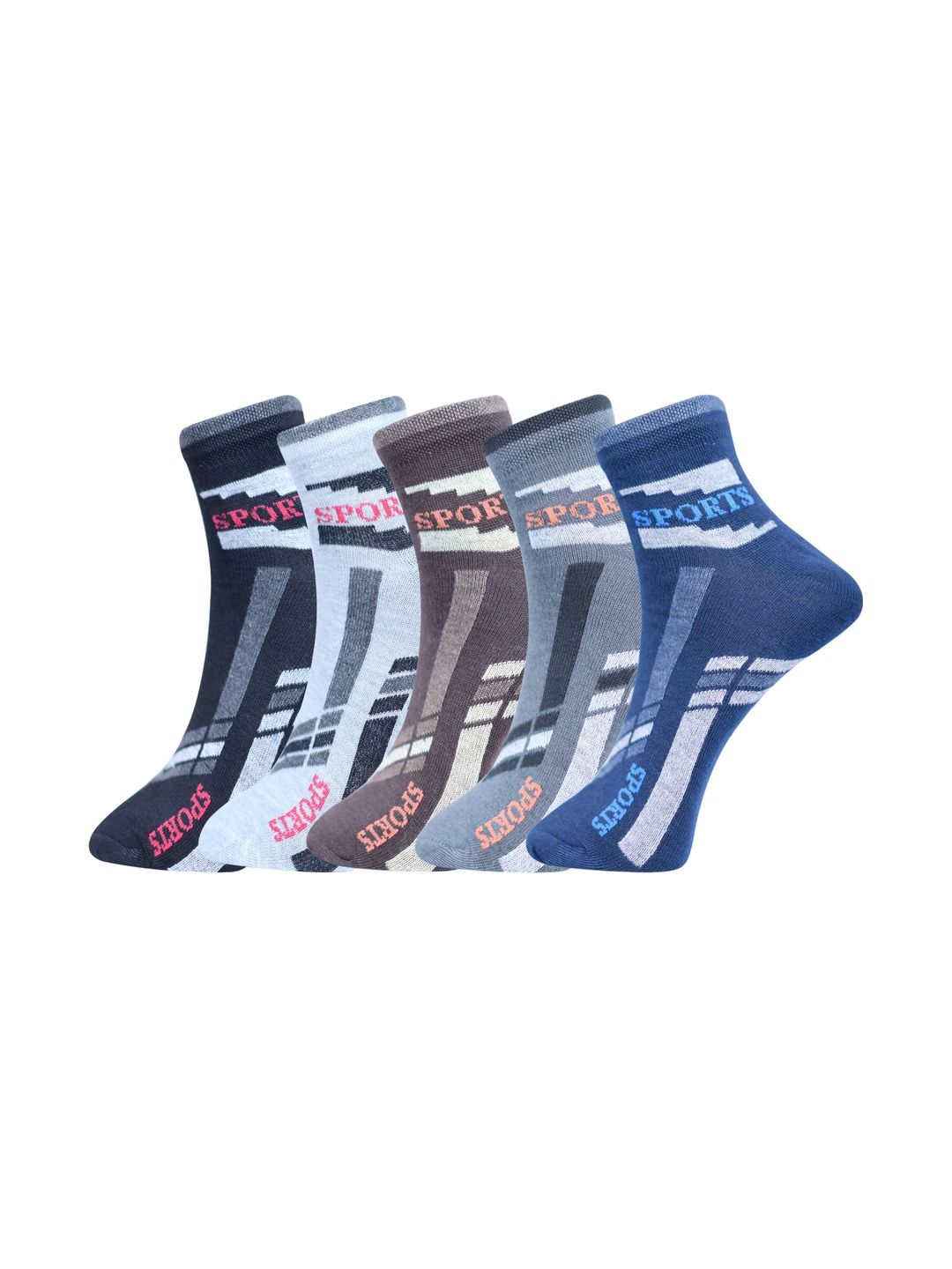 GARUN Men Pack of 5 Cotton Patterned Ankle Length Socks