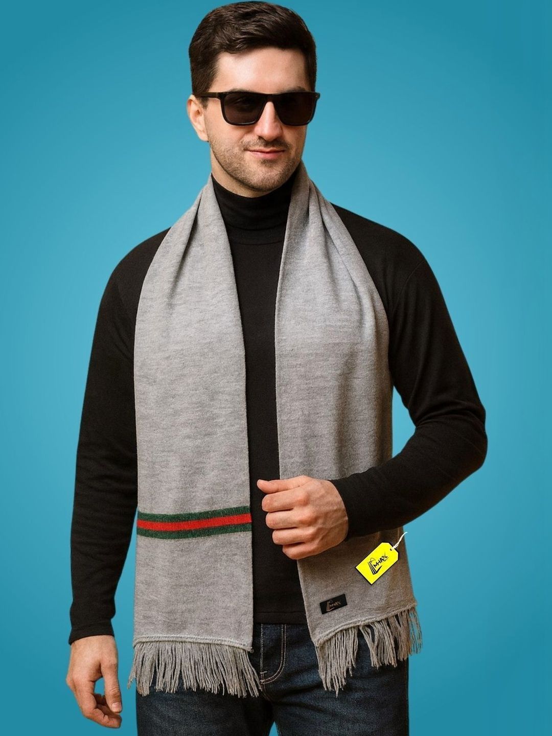 MHAX Men Striped Merino Wool Mufflers