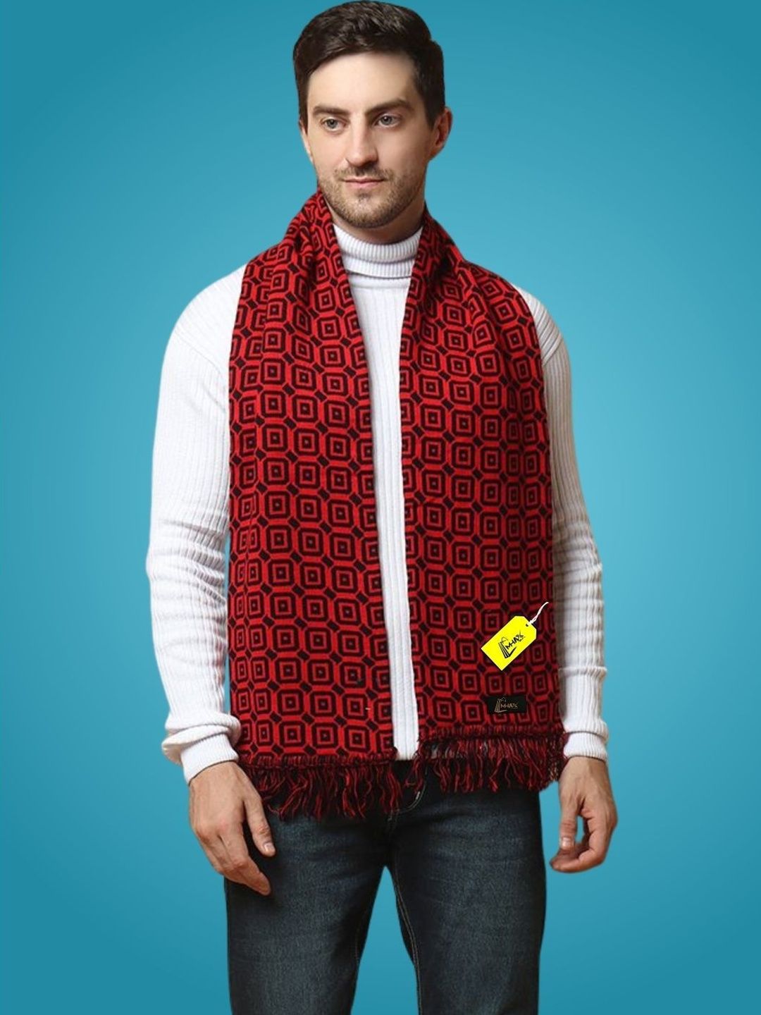 MHAX Men Patterned Merino Wool Mufflers