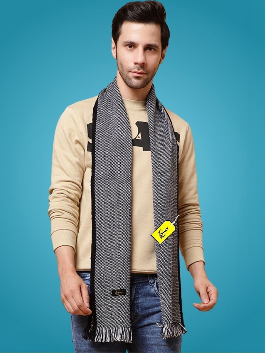 MHAX Men Patterned Merino Wool Mufflers