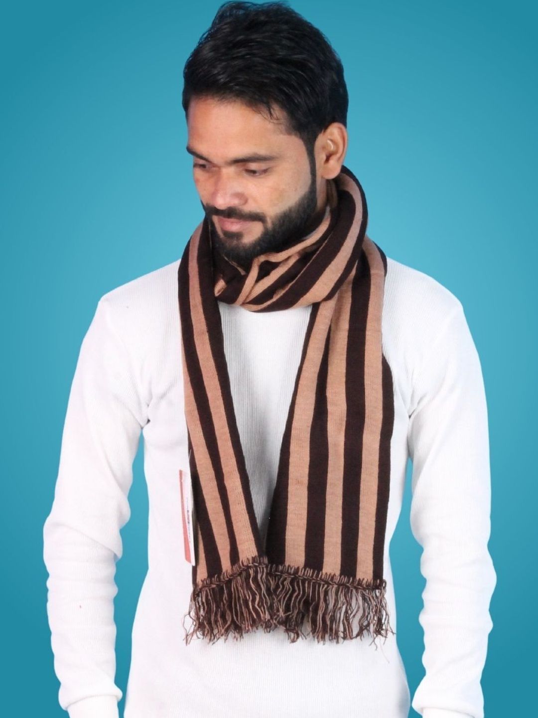 MHAX Men Striped Merino Wool Mufflers