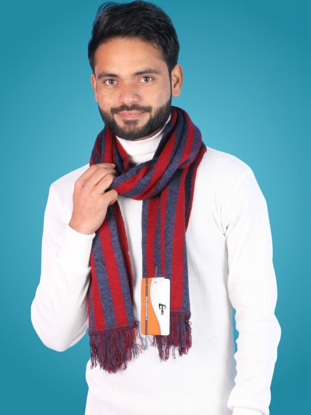 MHAX Men Striped Merino Wool Mufflers
