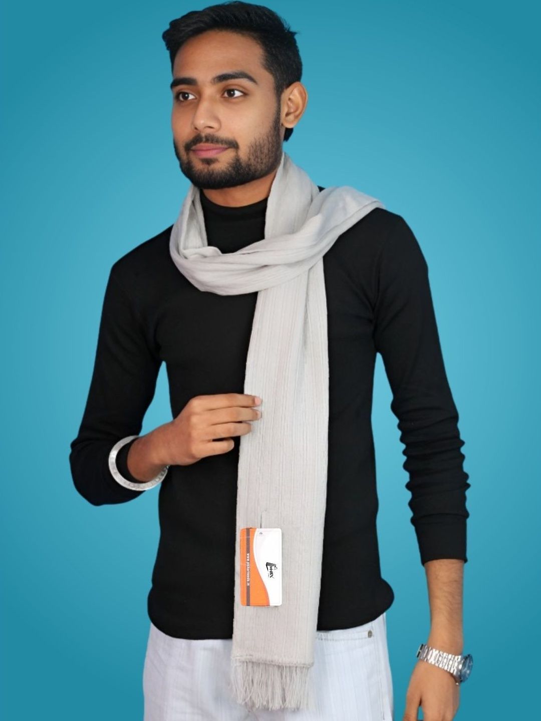 MHAX Men Ribbed Merino Wool Mufflers