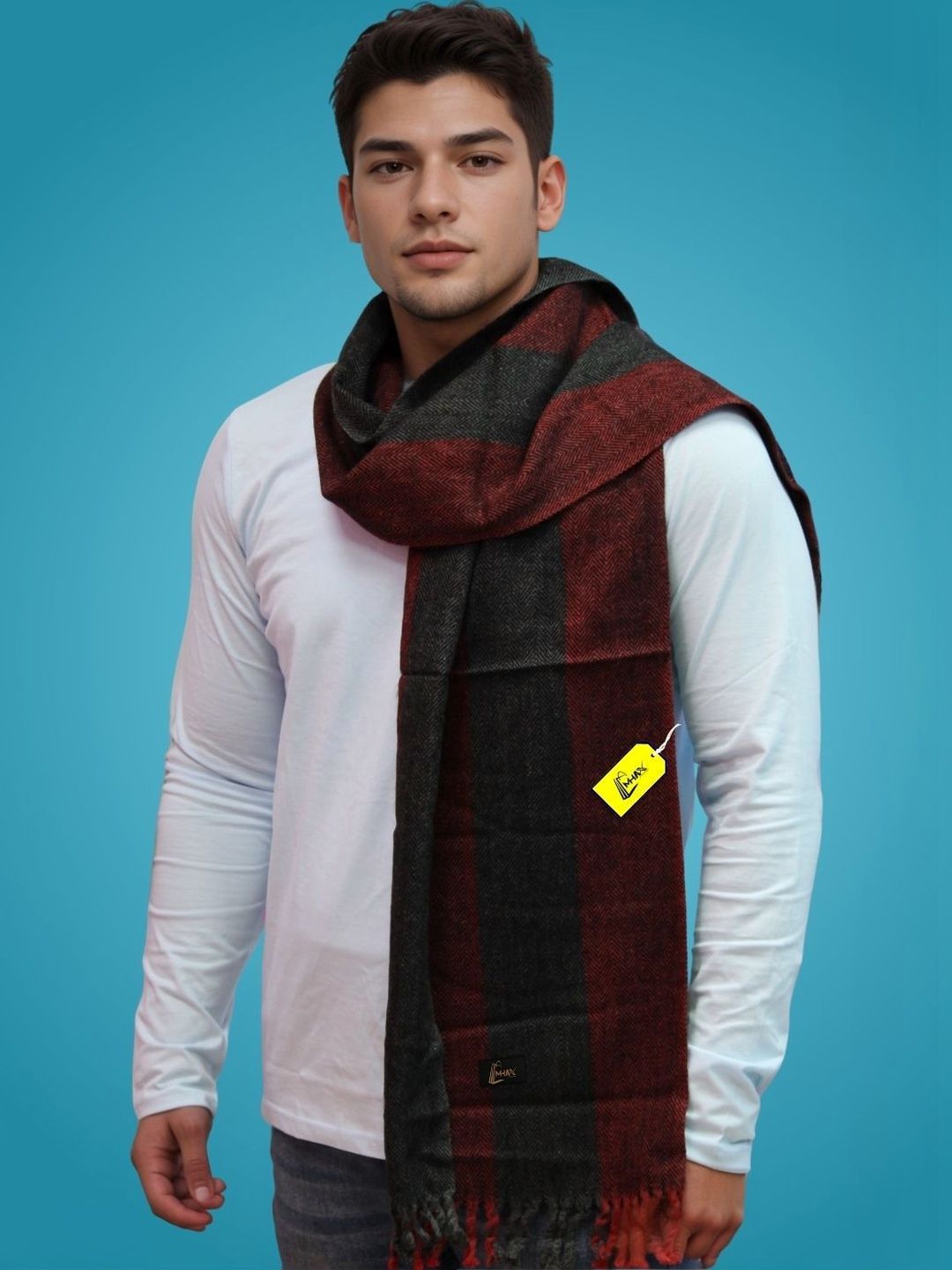 MHAX Men Striped Merino Wool Mufflers