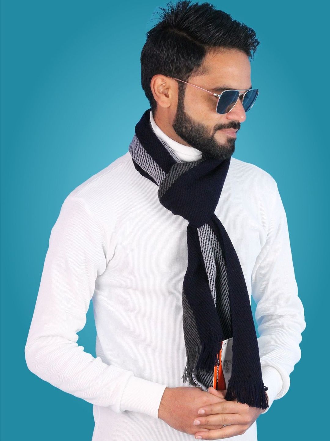 MHAX Men Striped Merino Wool Mufflers