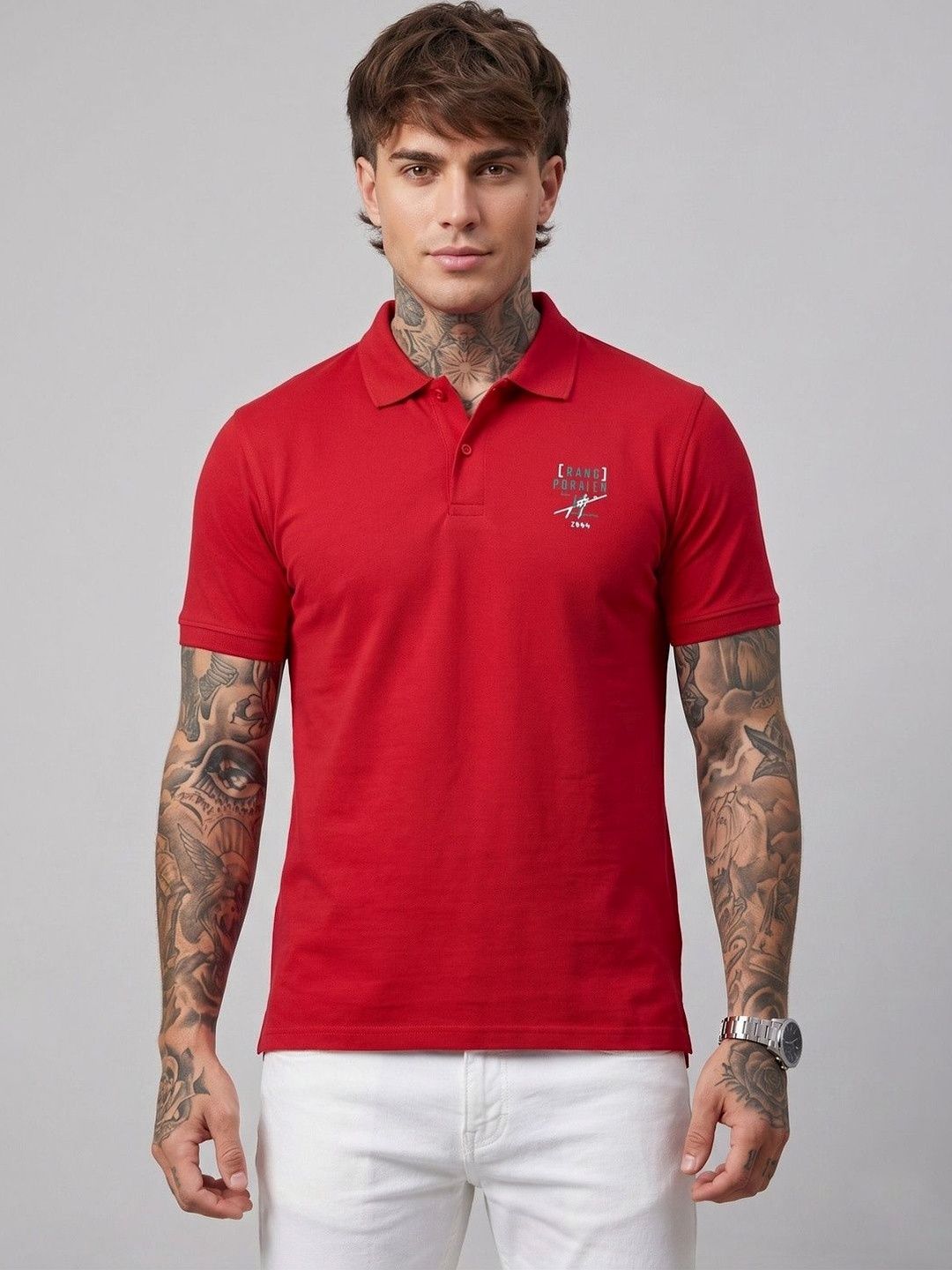 SANDPIPER Men Brand Logo Printed Polo Collar T-shirt