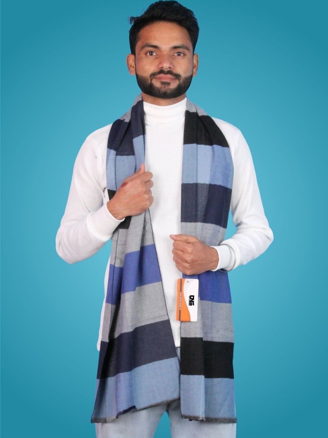 MHAX Men Striped Merino Wool Mufflers