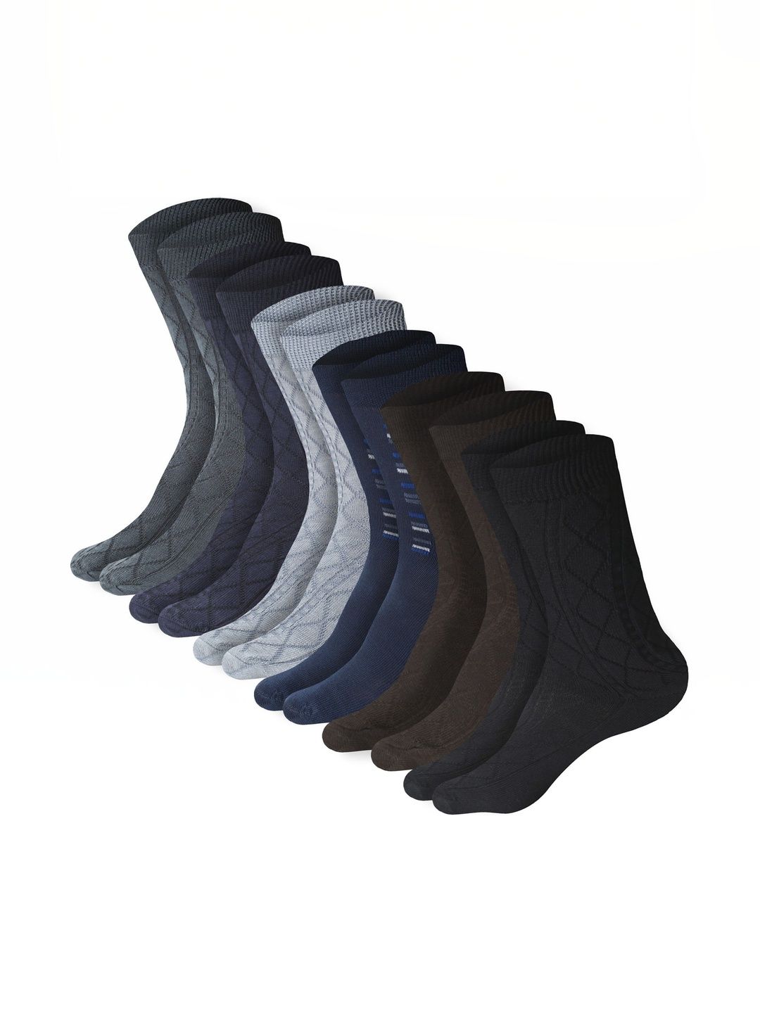 VIPUN Men Pack of 5 Cotton Patterned Calf Length Socks