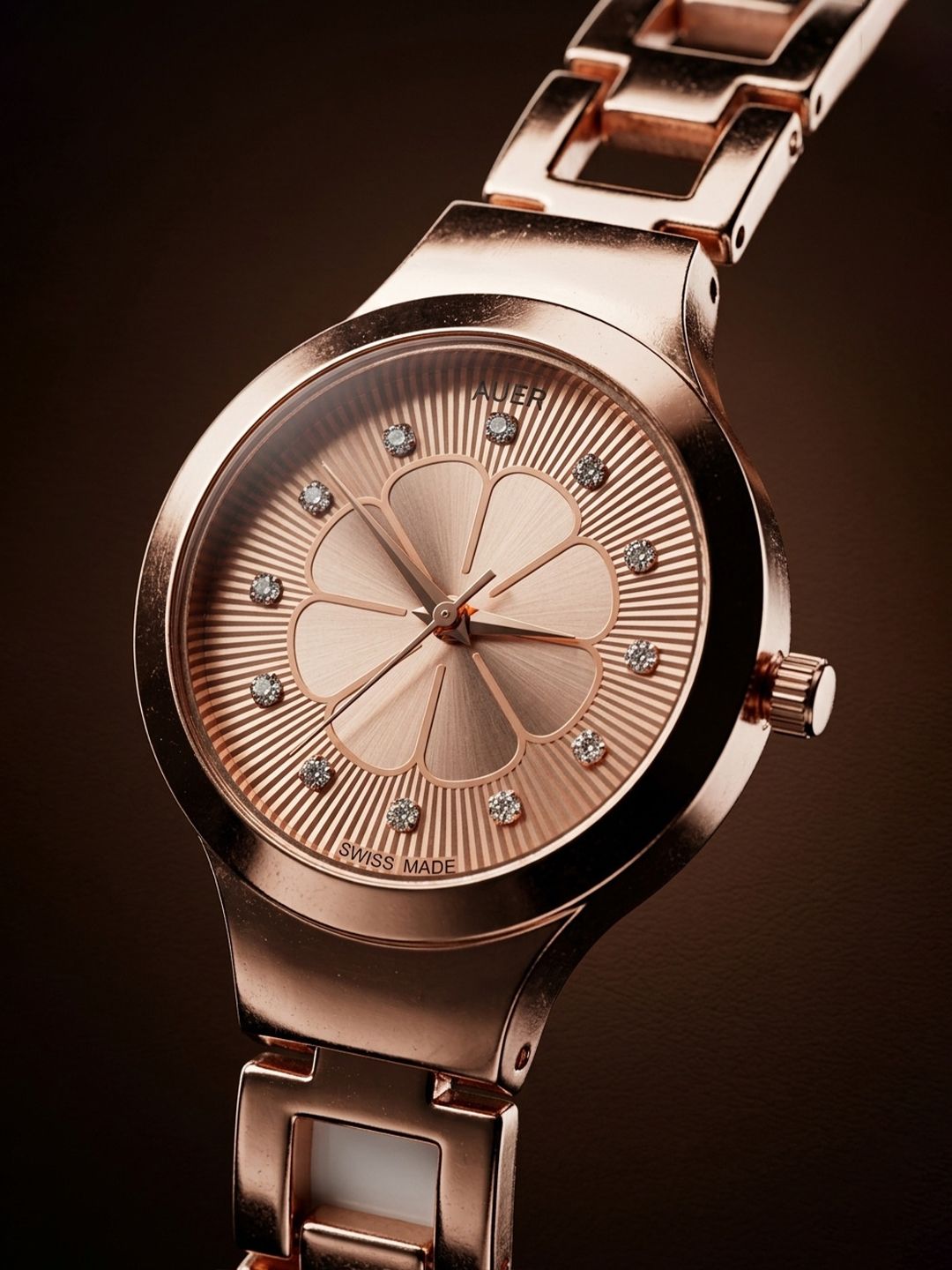 VIRAKTI Women Embellished Dial & Bracelet Style Straps Analogue Watch D-71-ROSEGOLD VIR