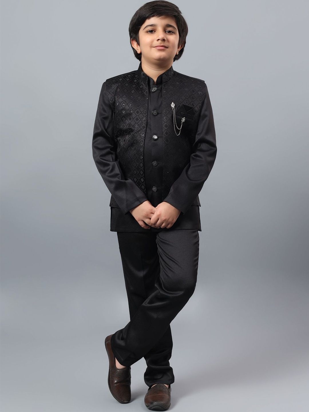 KALINI Boys Embellished Indo-Western Sherwani Set