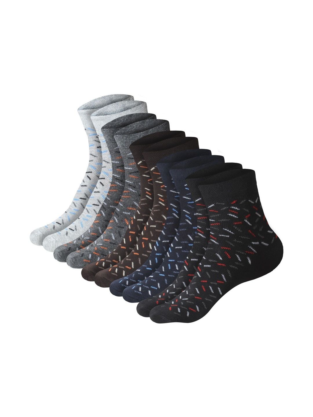 GARUN Men Pack of 5 Cotton Patterned Above Ankle Socks