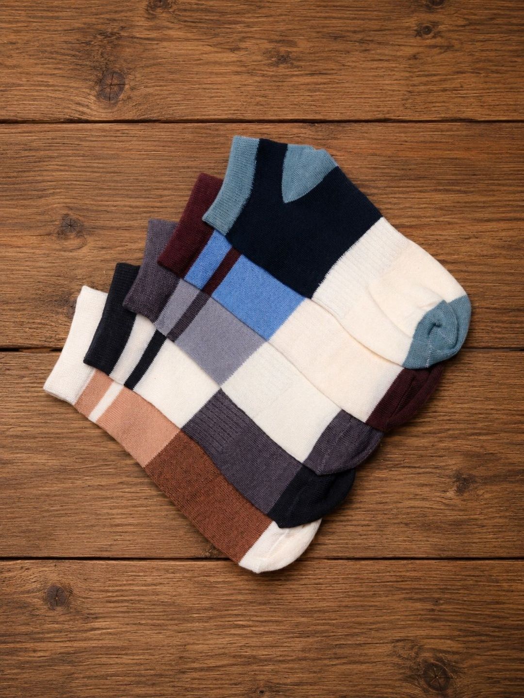 Sloxie Unisex Pack of 5 Cotton Colourblocked Above Ankle Socks