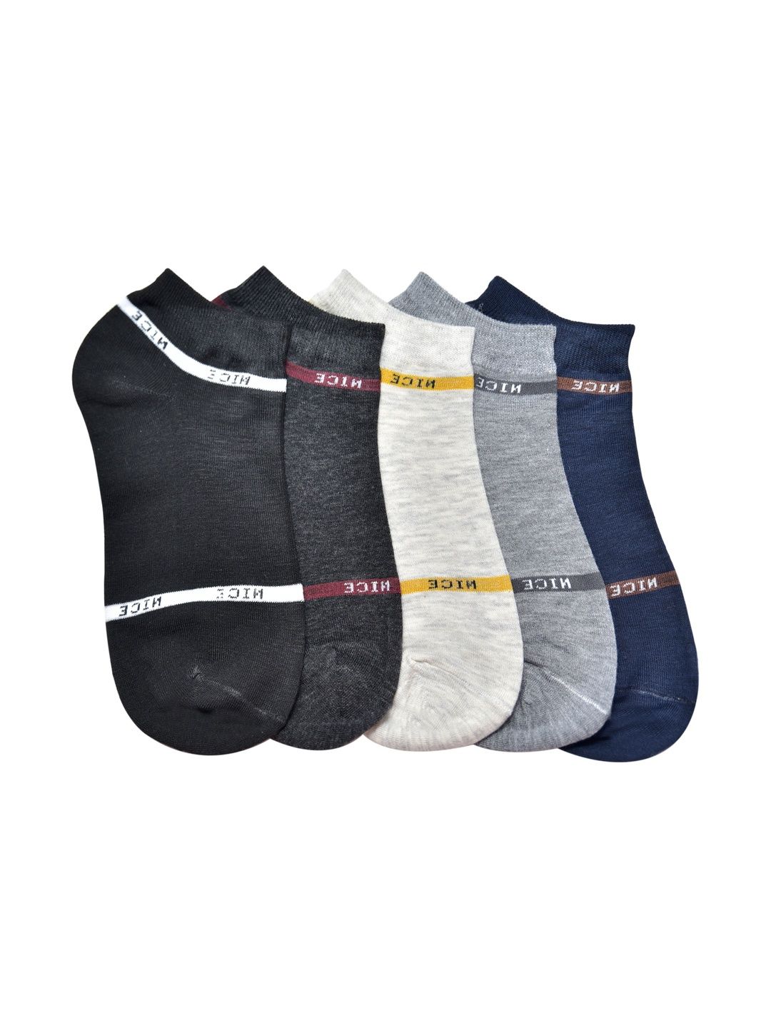 VIPUN Men Pack of 5 Cotton Colourblocked Ankle Length Socks