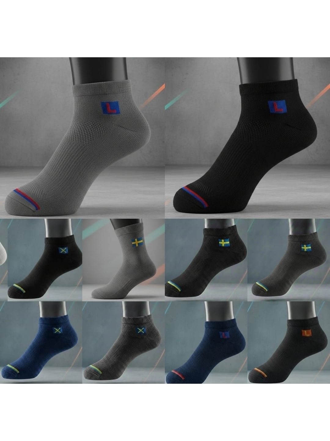 GARUN Men Pack of 10 Cotton Ankle Length Socks