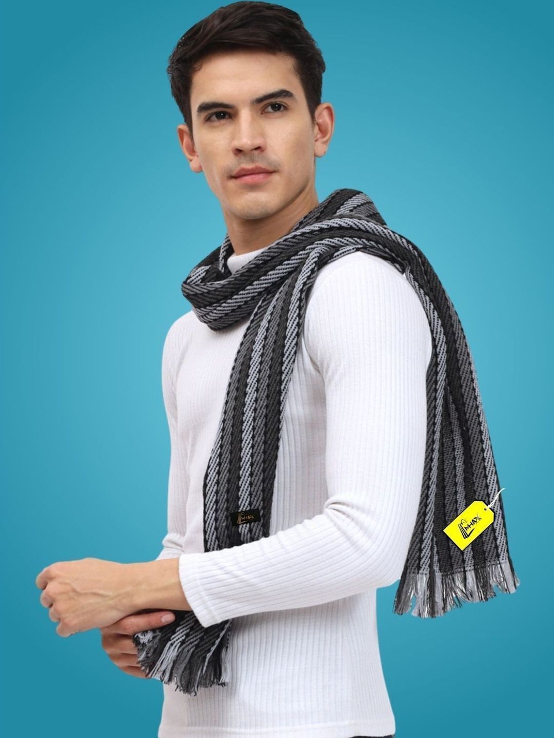 MHAX Men Striped Merino Wool Mufflers