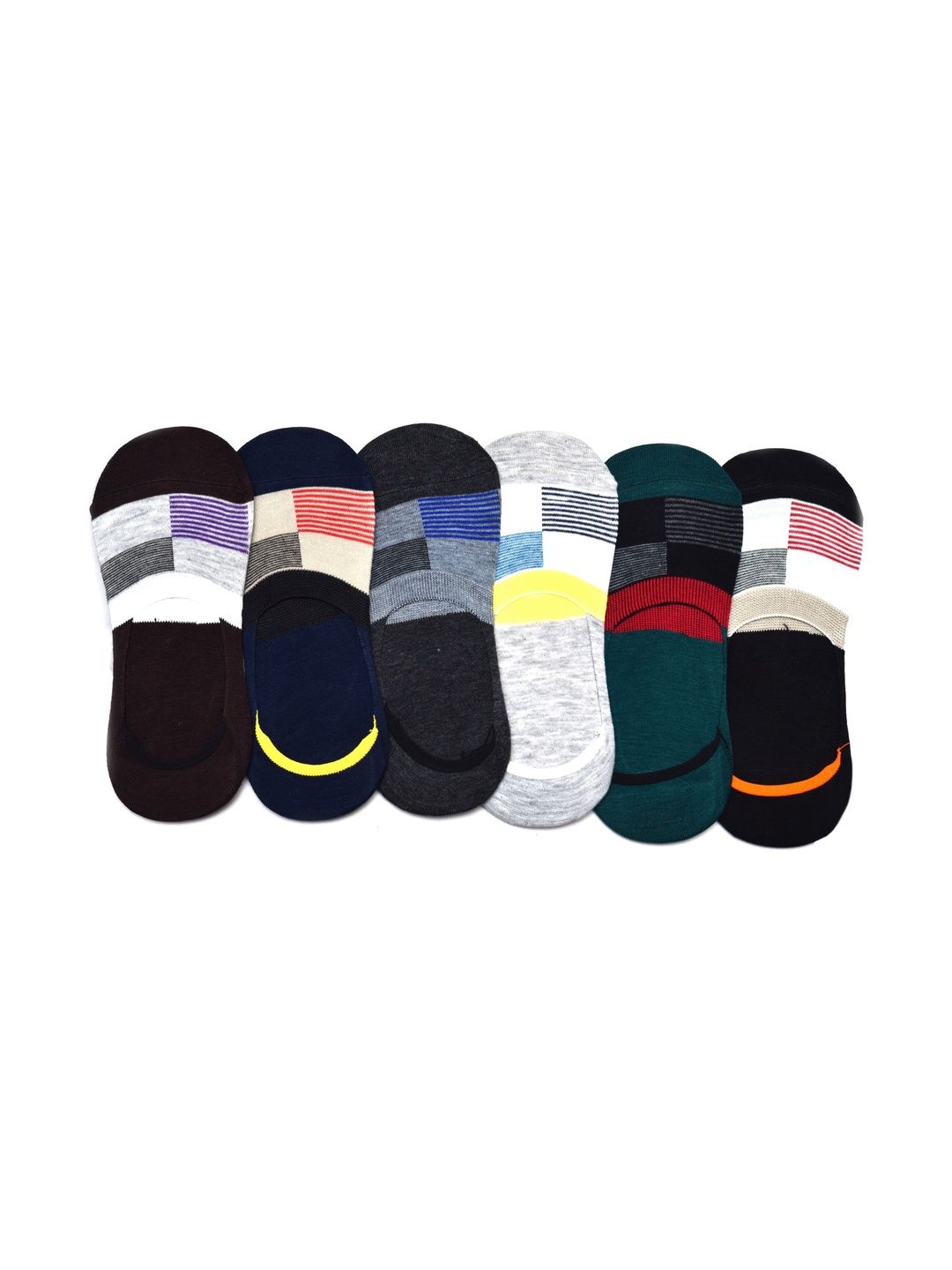VIPUN Men Pack of 6 Cotton Patterned Shoe Liners Socks