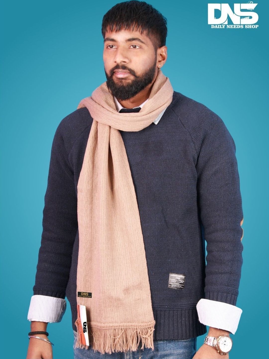 MHAX Men Ribbed Merino Wool Mufflers