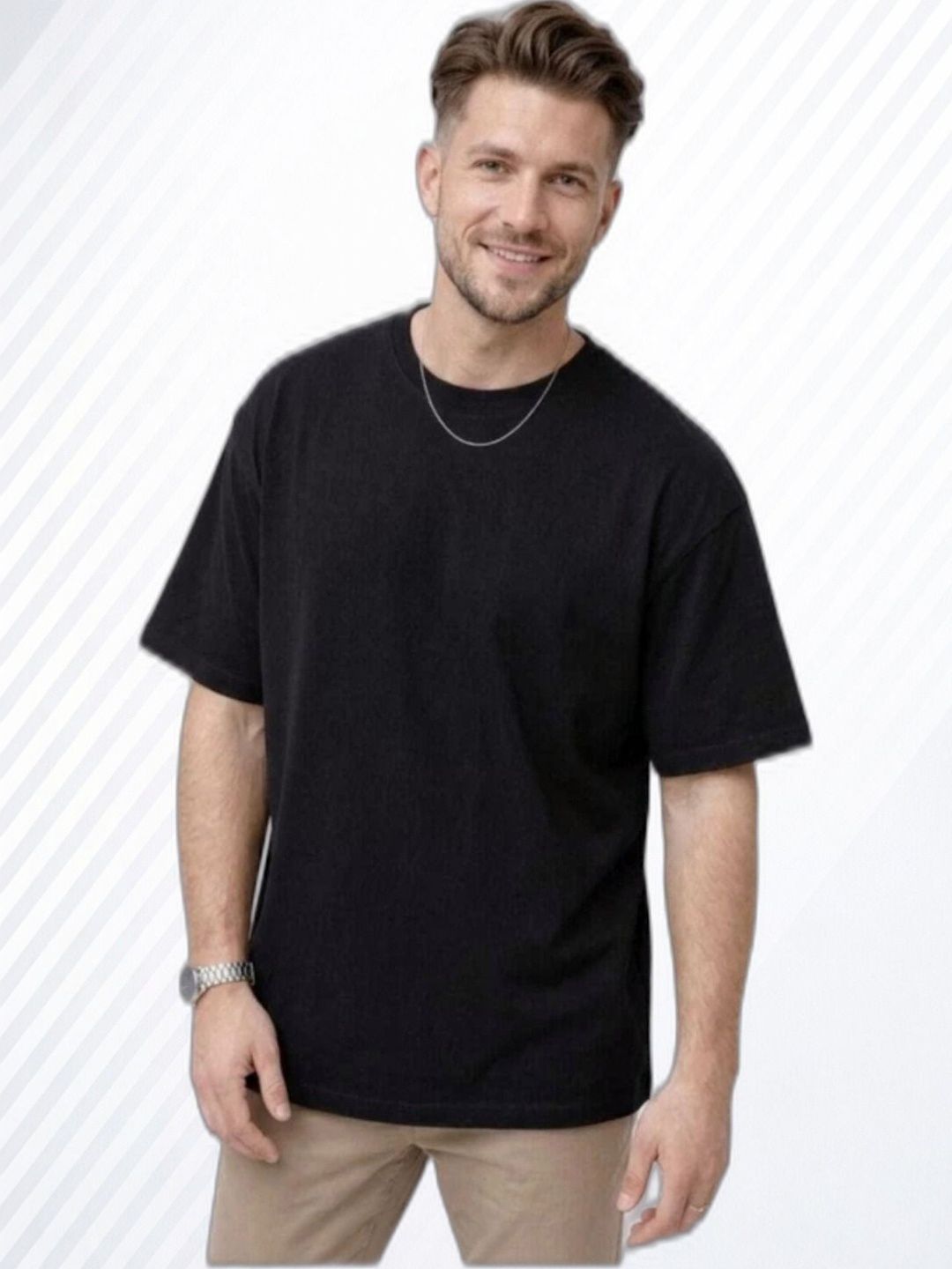Dezin Men Drop-Shoulder Sleeves T-shirt