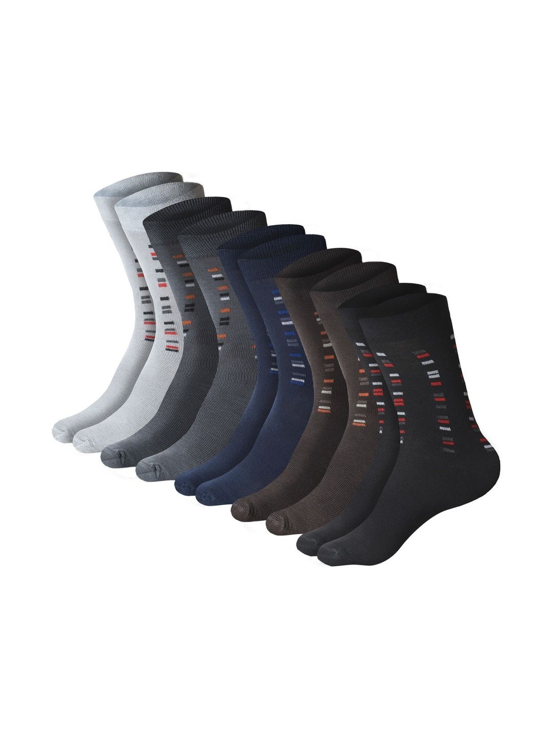 GARUN Men Pack of 5 Cotton Patterned Calf Length Socks