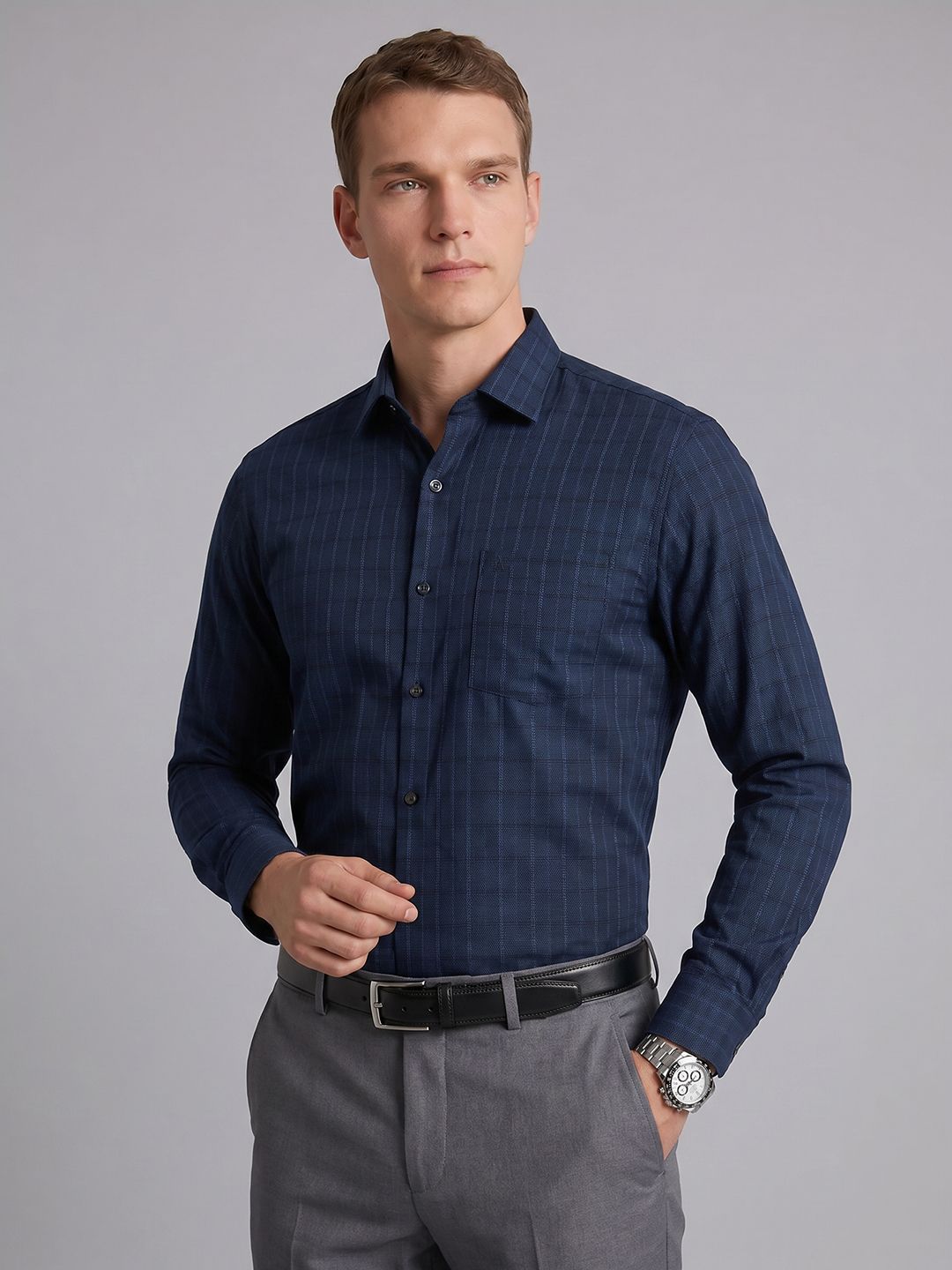 Arrow Arrow Checked Slim Fit Pure Cotton Formal Shirt