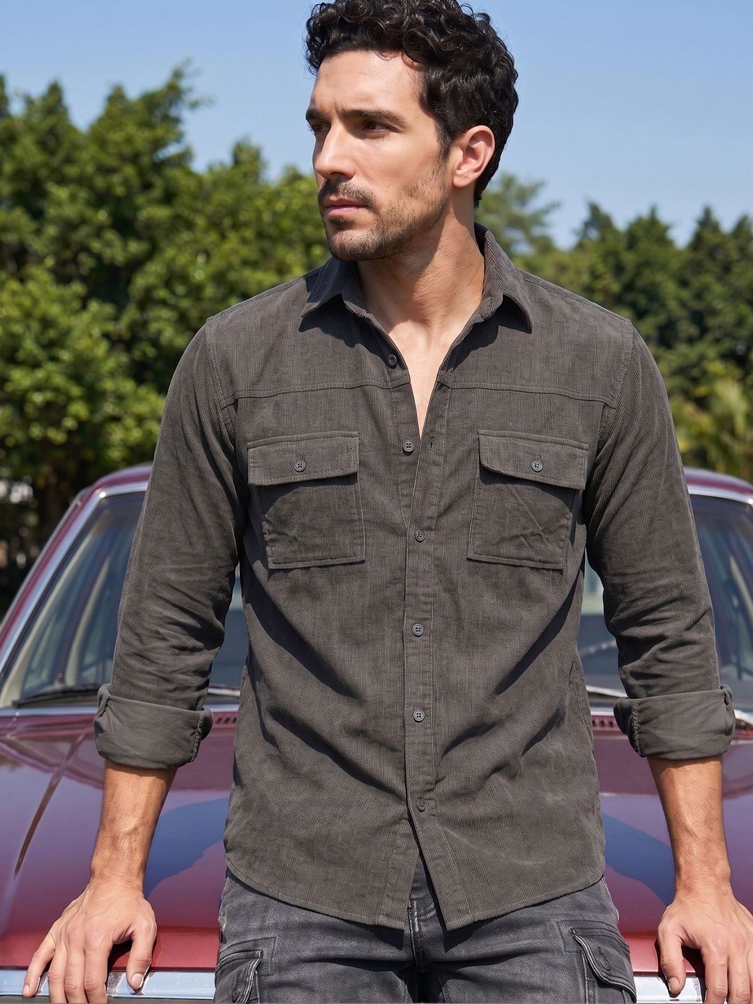 Indian Needle Men Cotton Classic Textured Casual Shirt
