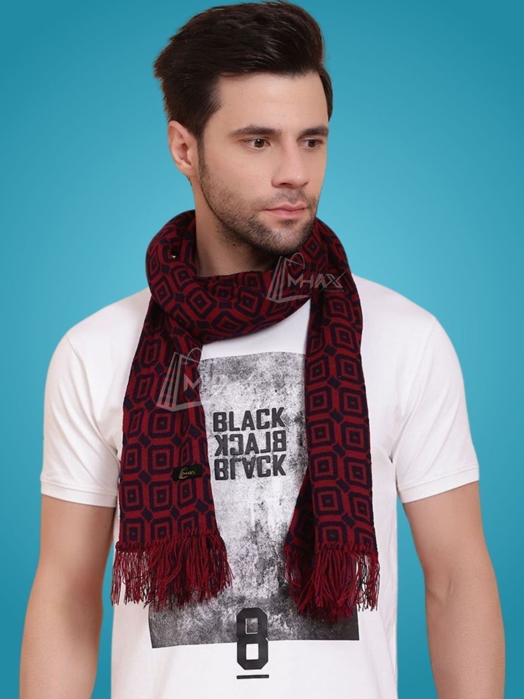 MHAX Men Patterned Merino Wool Mufflers