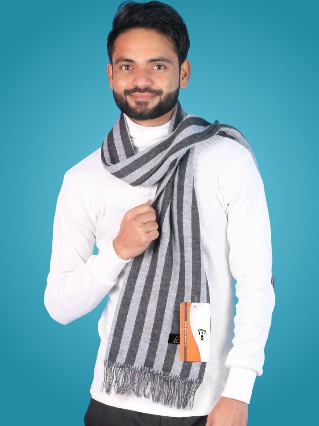 MHAX Men Striped Merino Wool Mufflers