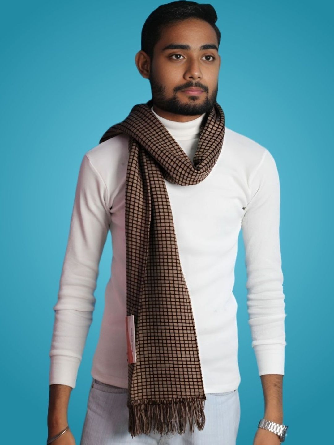 MHAX Men Checked Merino Wool Mufflers