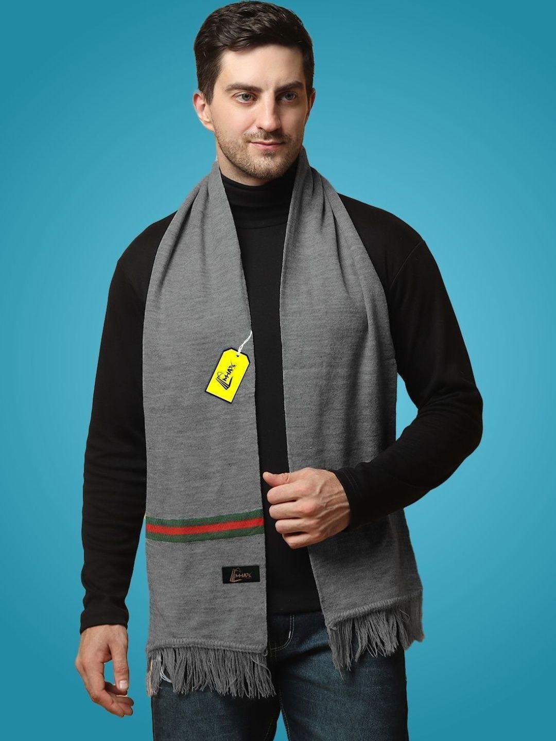 MHAX Men Striped Merino Wool Mufflers