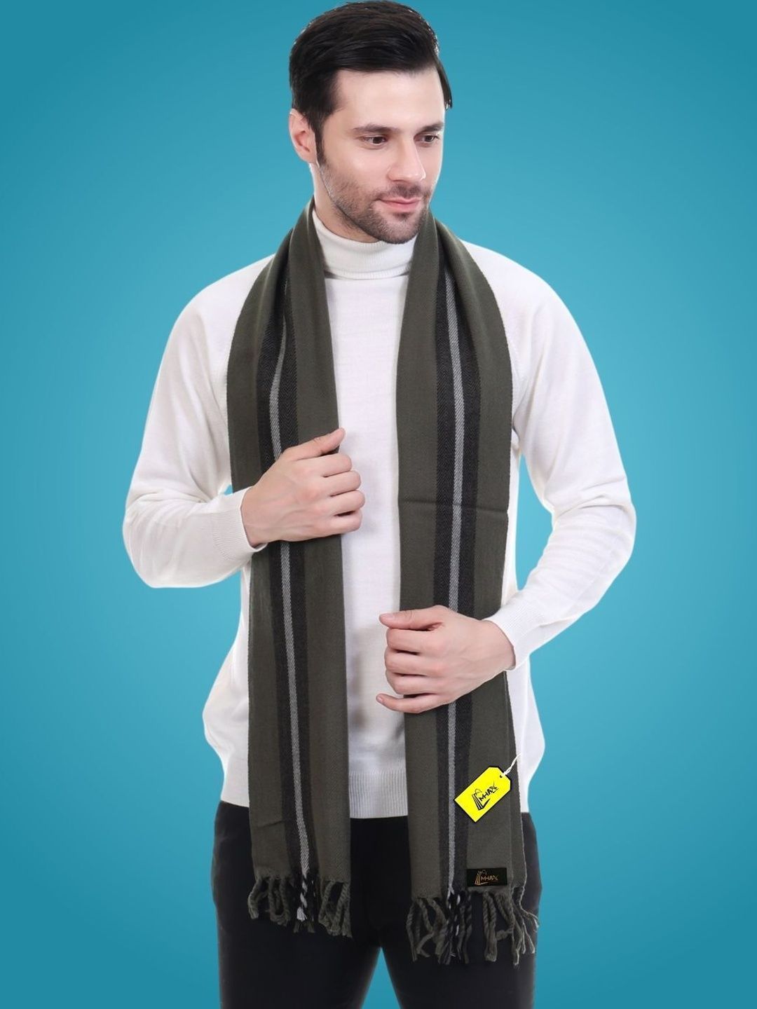 MHAX Men Striped Merino Wool Mufflers