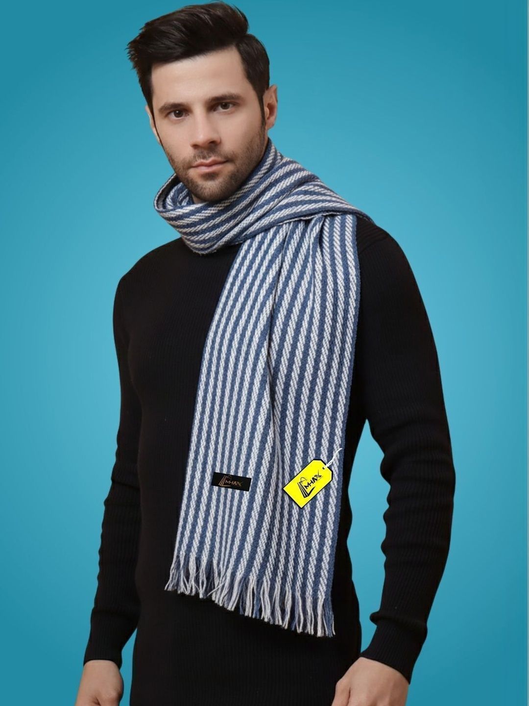 MHAX Men Striped Merino Wool Mufflers