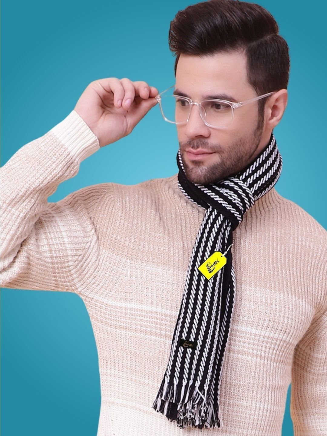 MHAX Men Striped Merino Wool Mufflers