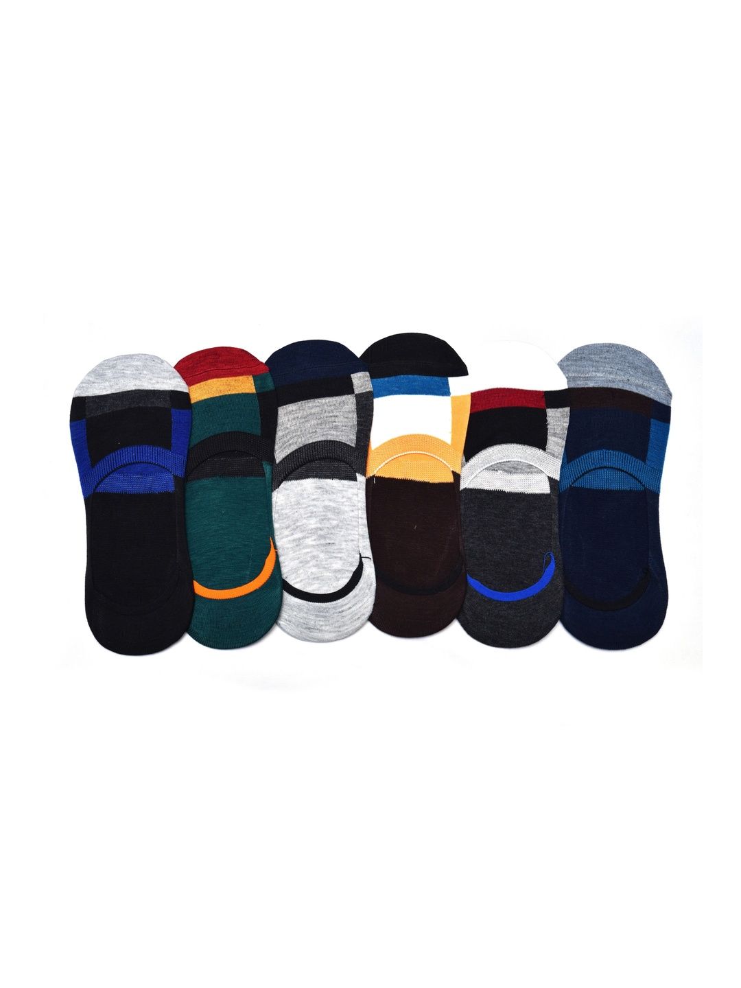 VIPUN Men Pack of 6 Cotton Colourblocked Shoe Liners Socks