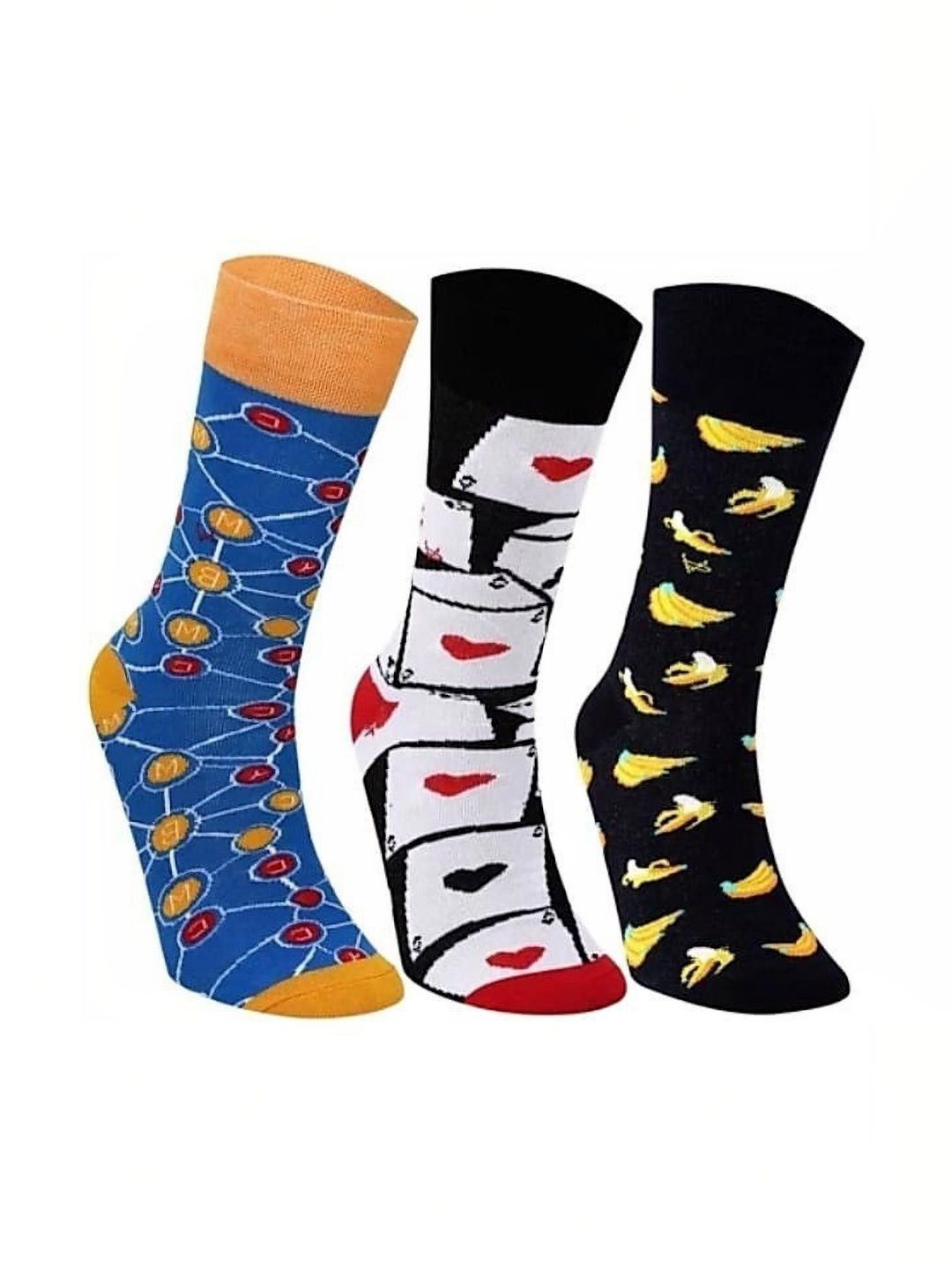 VIPUN Men Pack of 3 Cotton Patterned Calf Length Socks