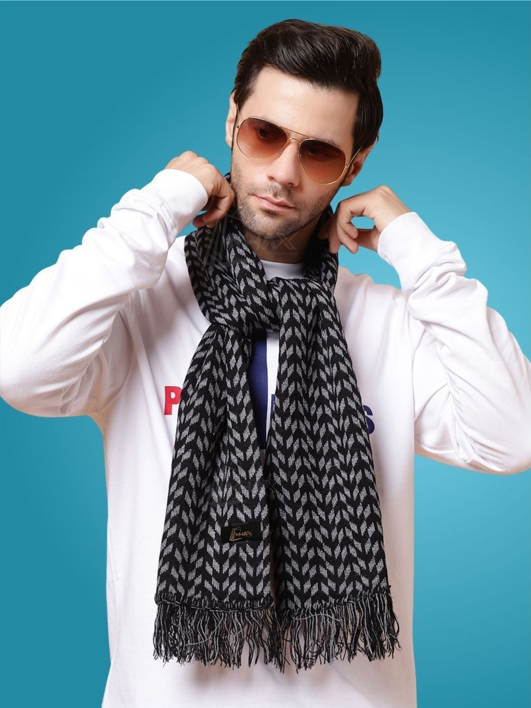 MHAX Men Patterned Merino Wool Mufflers