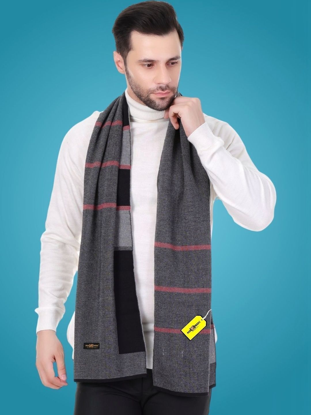 MHAX Men Striped Merino Wool Mufflers