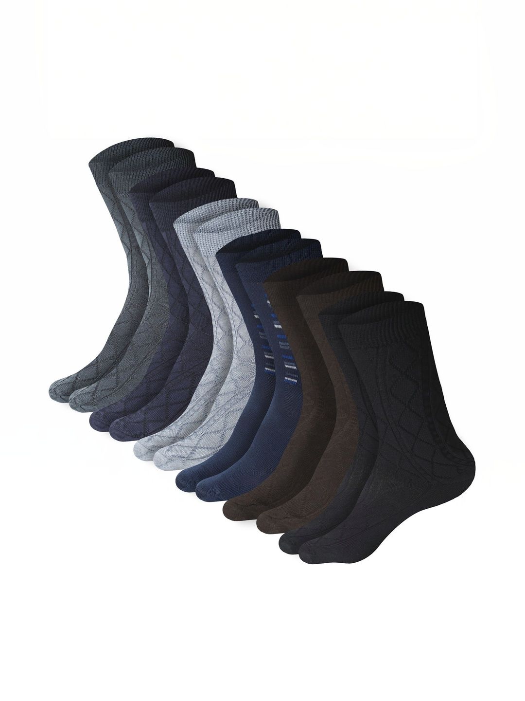 GARUN Men Pack of 5 Cotton Patterned Calf Length Socks