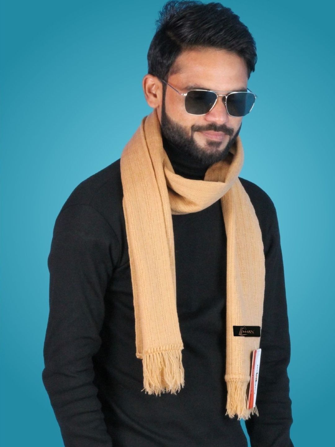 MHAX Men Ribbed Merino Wool Mufflers