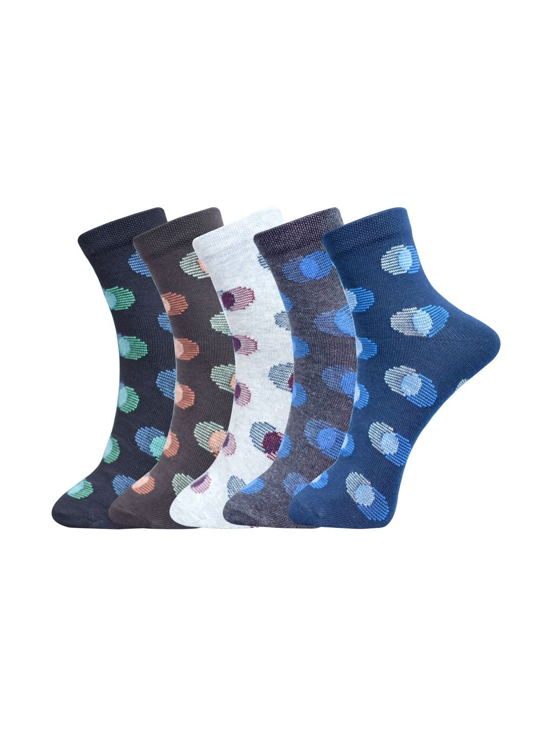 GARUN Men Pack of 5 Cotton Patterned Ankle Length Socks