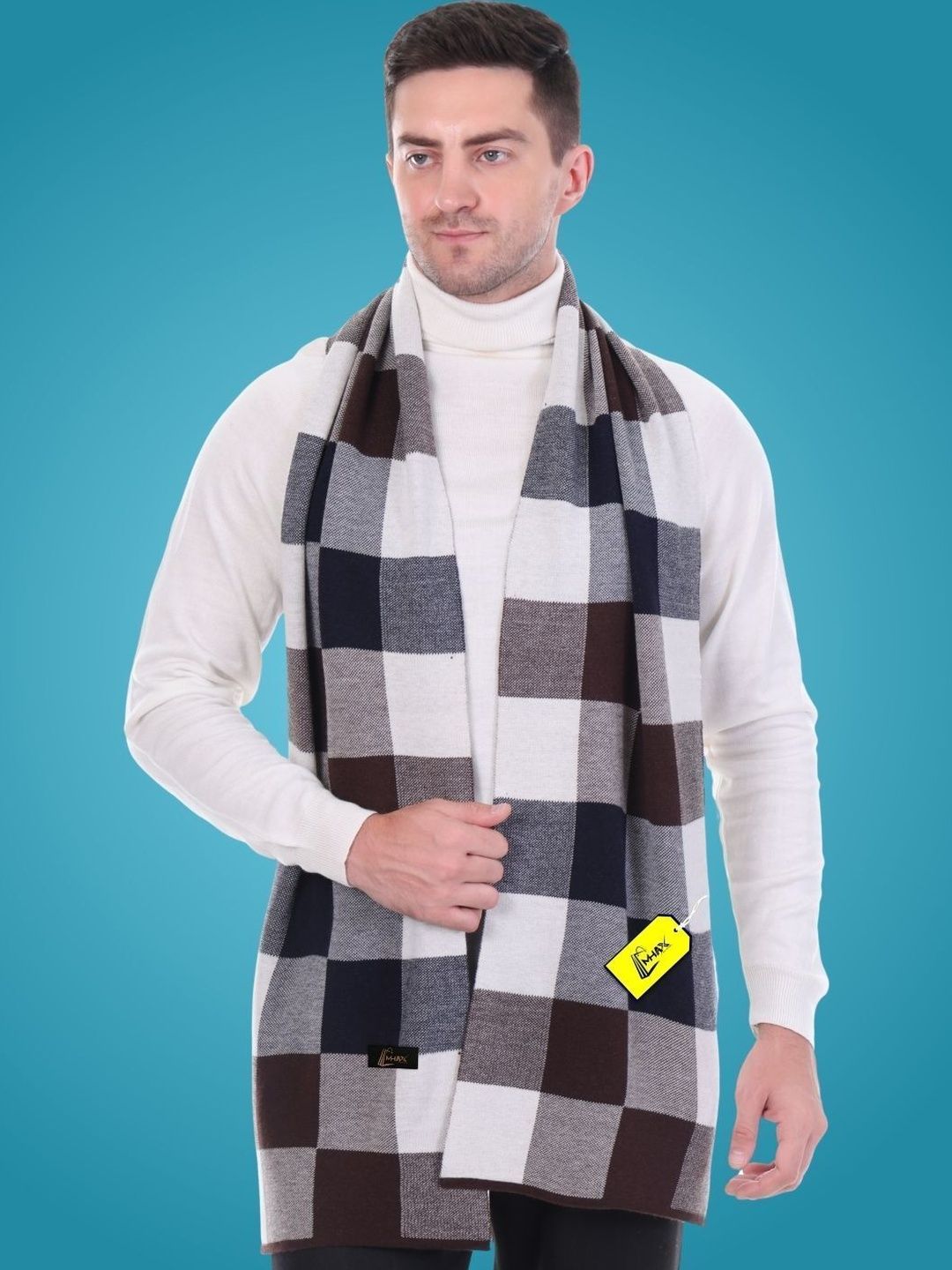 MHAX Men Checked Merino Wool Mufflers