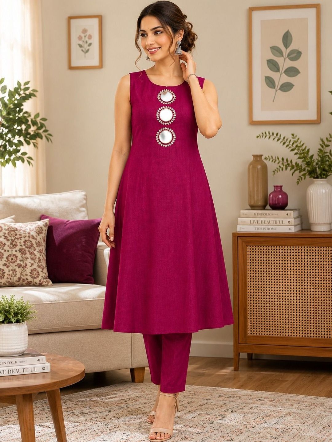 Greatech Fashions Embellished Tunic with Trousers