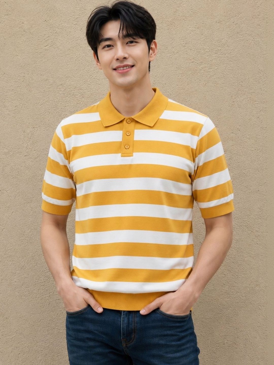 Moda Rapido Men Striped Polo Collar T-shirt