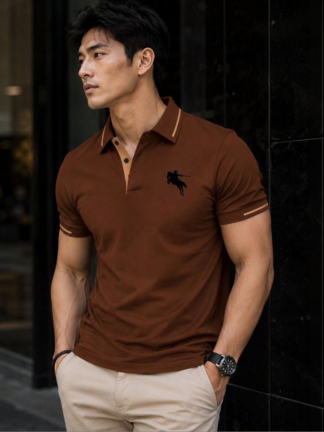 Mast & Harbour Men Polo Collar T-shirt