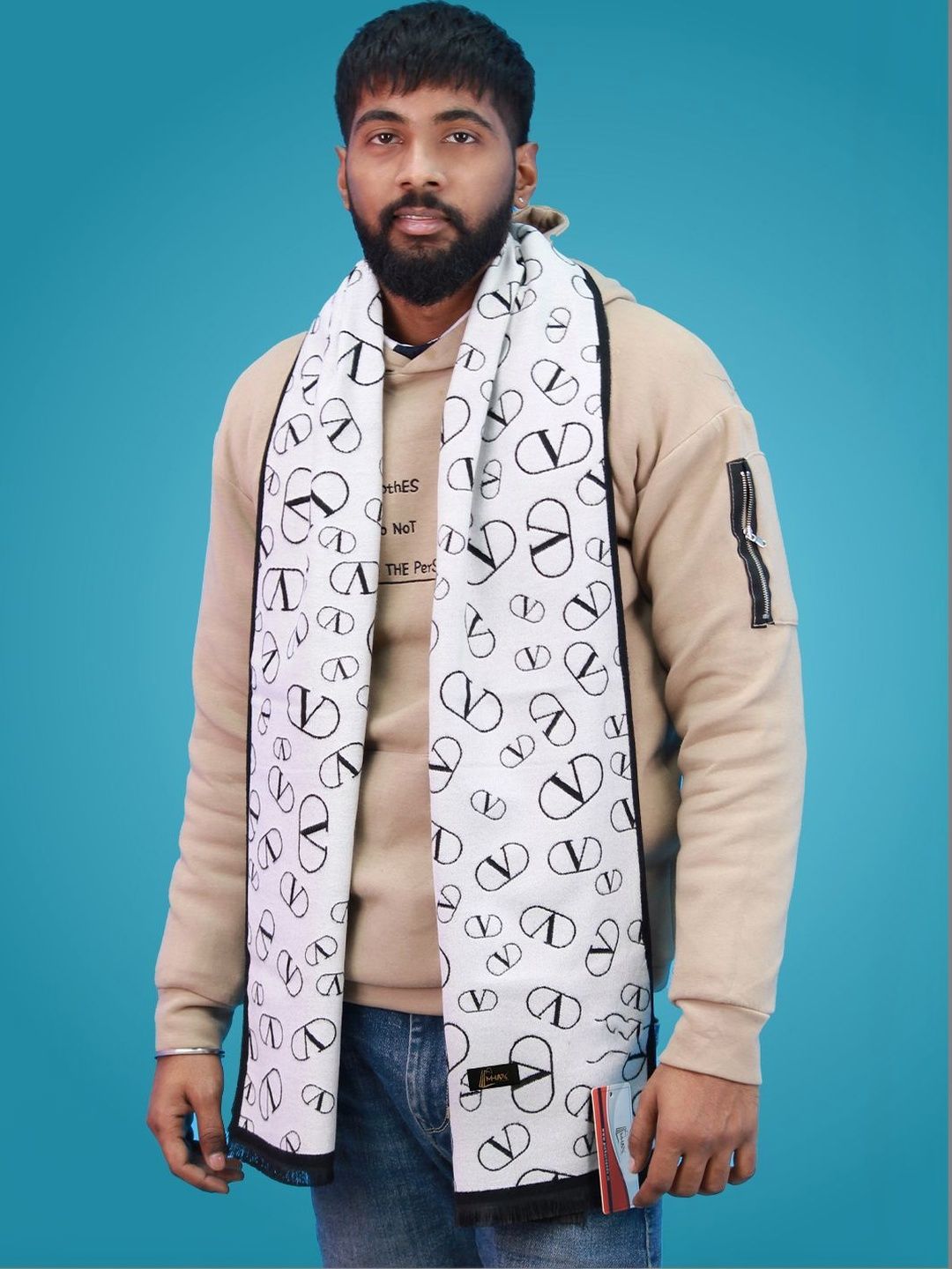 MHAX Men Patterned Merino Wool Mufflers
