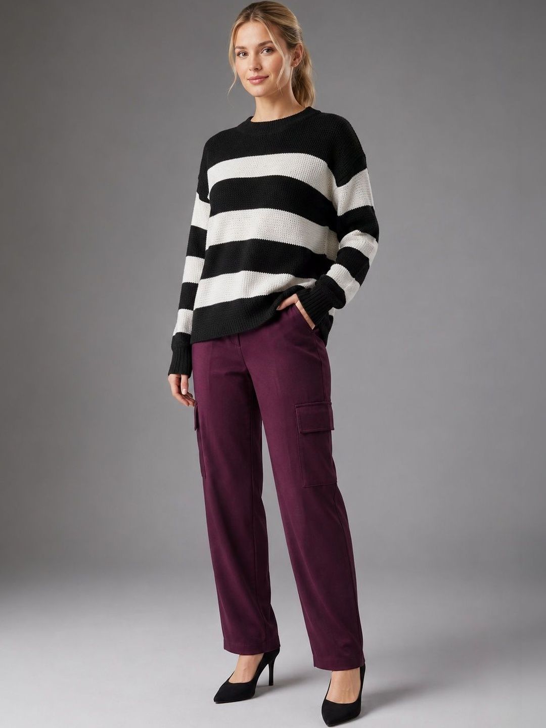 Aarika Aarika Women Striped Woollen Pullover