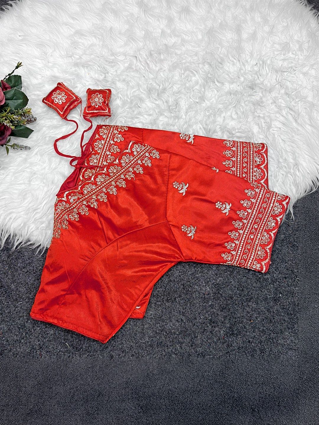 Apexaura Apexaura Silk Embroidered Sequinned Saree Blouse