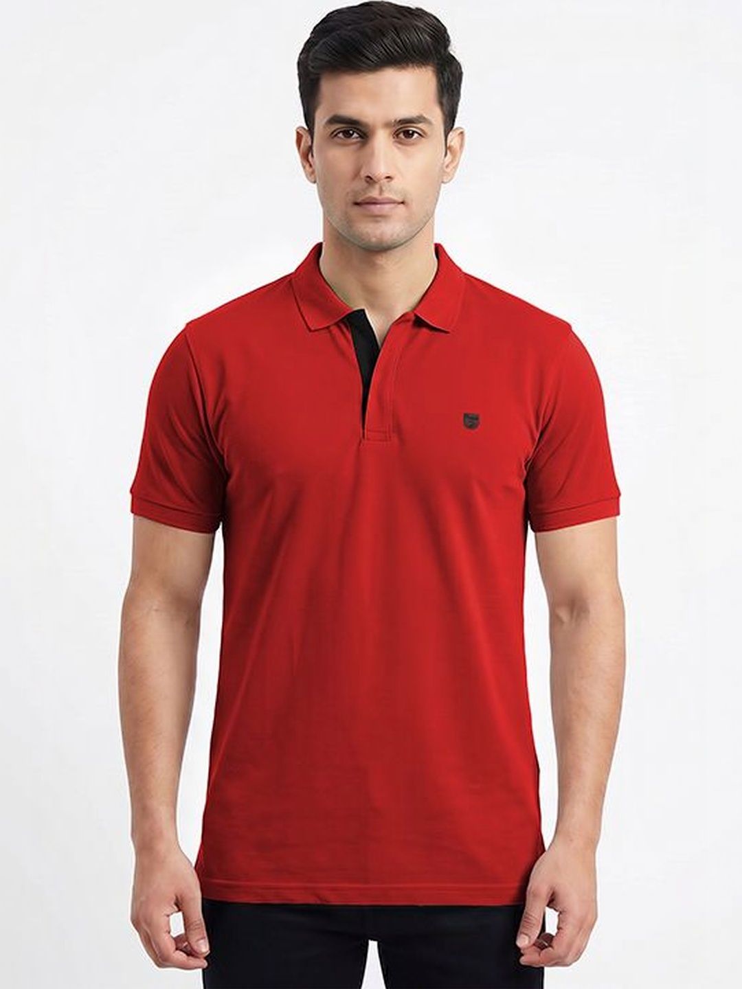 Plugin Red Polo Collar T-shirt with Brand Logo