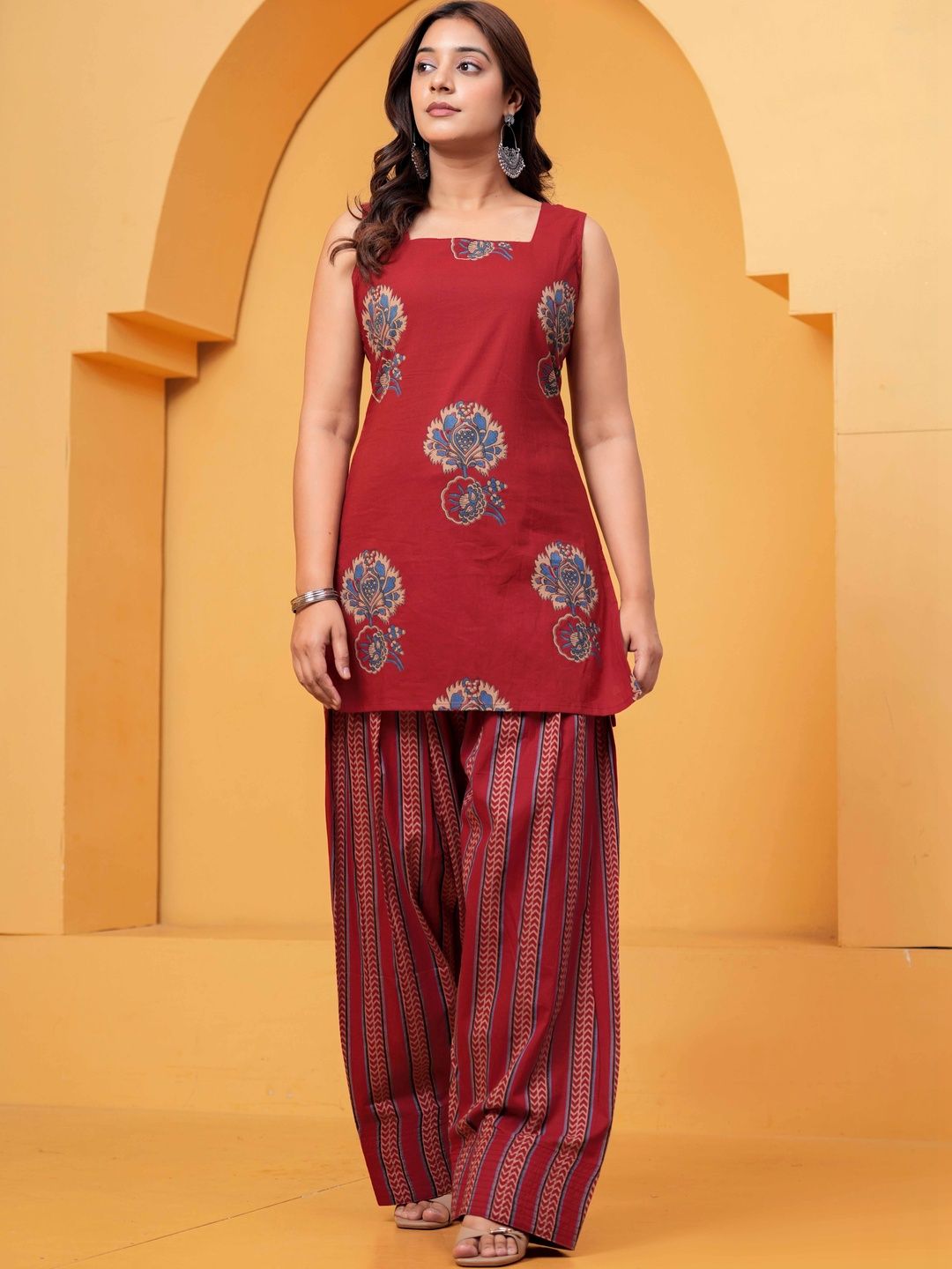 KALINI Women Ethnic Motifs Printed Regular Pure Cotton Kurta with Patiala
